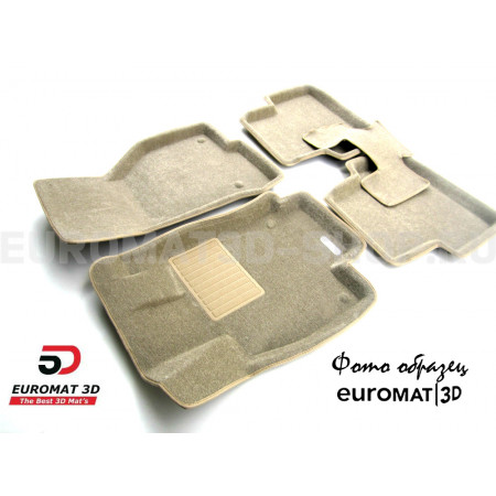 Текстильные 3D коврики Euromat3D Business в салон для Renault Koleos (2008-2016) № EMC3D-004205T Бежевые