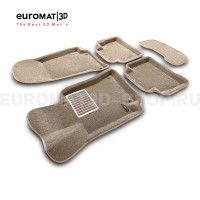 Текстильные 3D коврики Euromat3D Lux в салон для Mercedes CLS-Class (C257) (2018-) № EM3D-003519T Бежевые