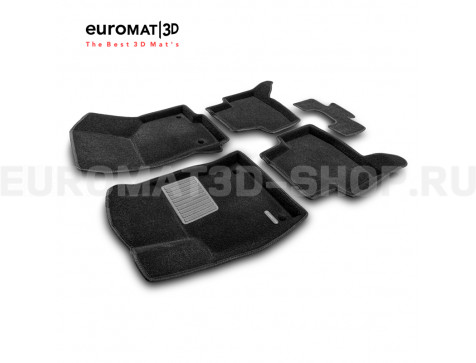 Текстильные 3D коврики Euromat3D Business в салон для Seat Leon (2012-2020) № EMC3D-004507